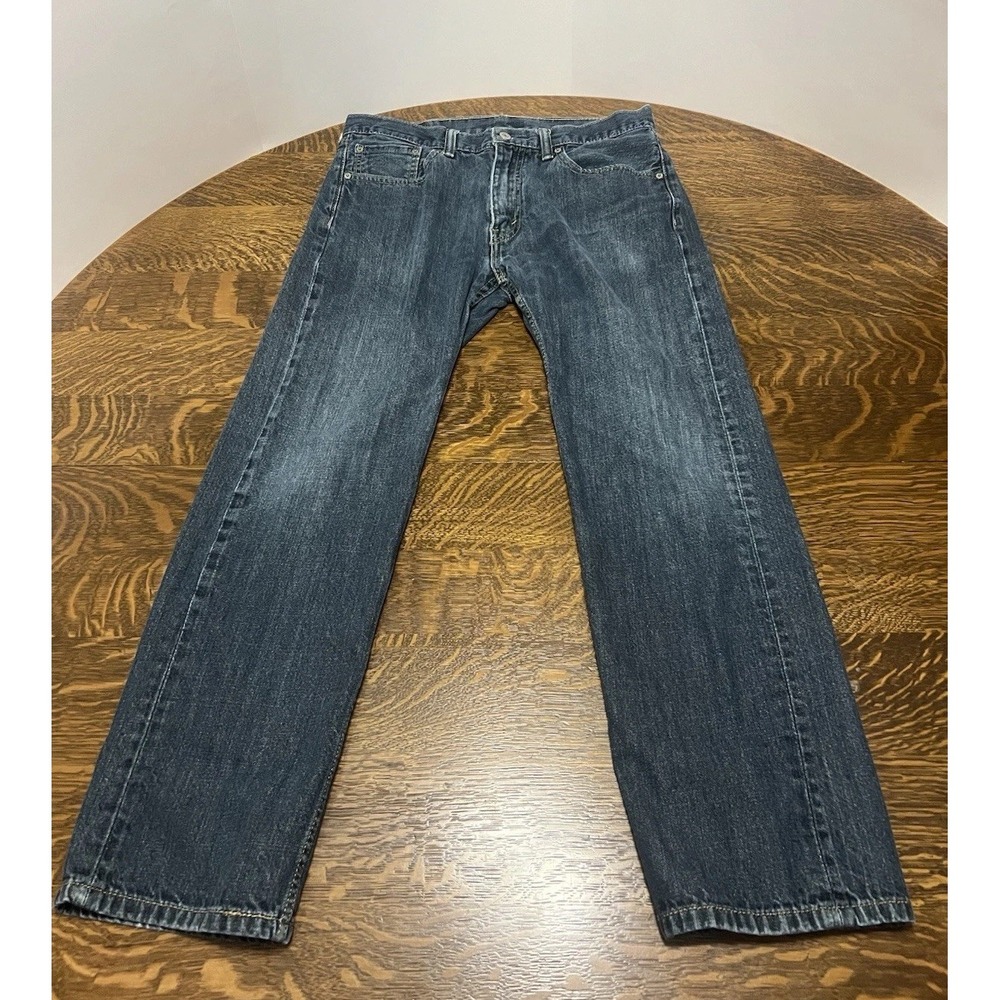 Levi's 505 Jeans Mens 33x30 Dark Wash Faded Straight Leg Denim - Picture 2 of 8